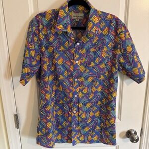 Tipsy Elves Woven Wild Seahorses Graphic Button-Up Shirt Hawaiian Style SS